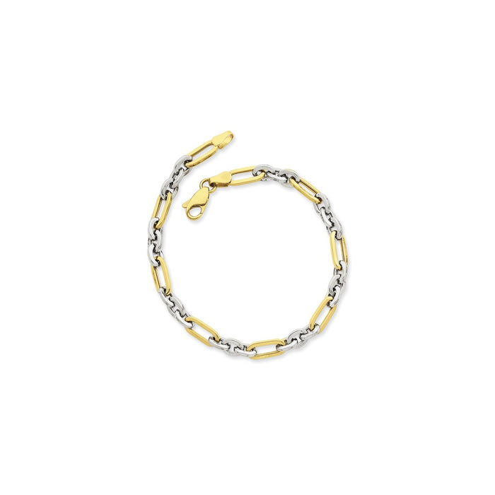Million Charms 14k Two-tone Fancy Link Bracelet, Chain Length: 7.5 inches