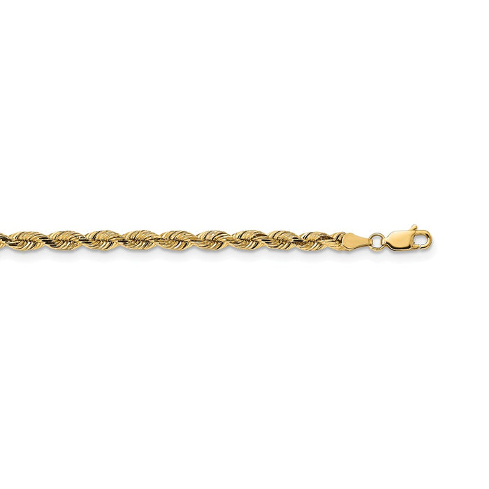 Million Charms 14k Yellow Gold, Necklace Chain, 3.75mm Diamond-Cut Silky Rope Chain, Chain Length: 18 inches