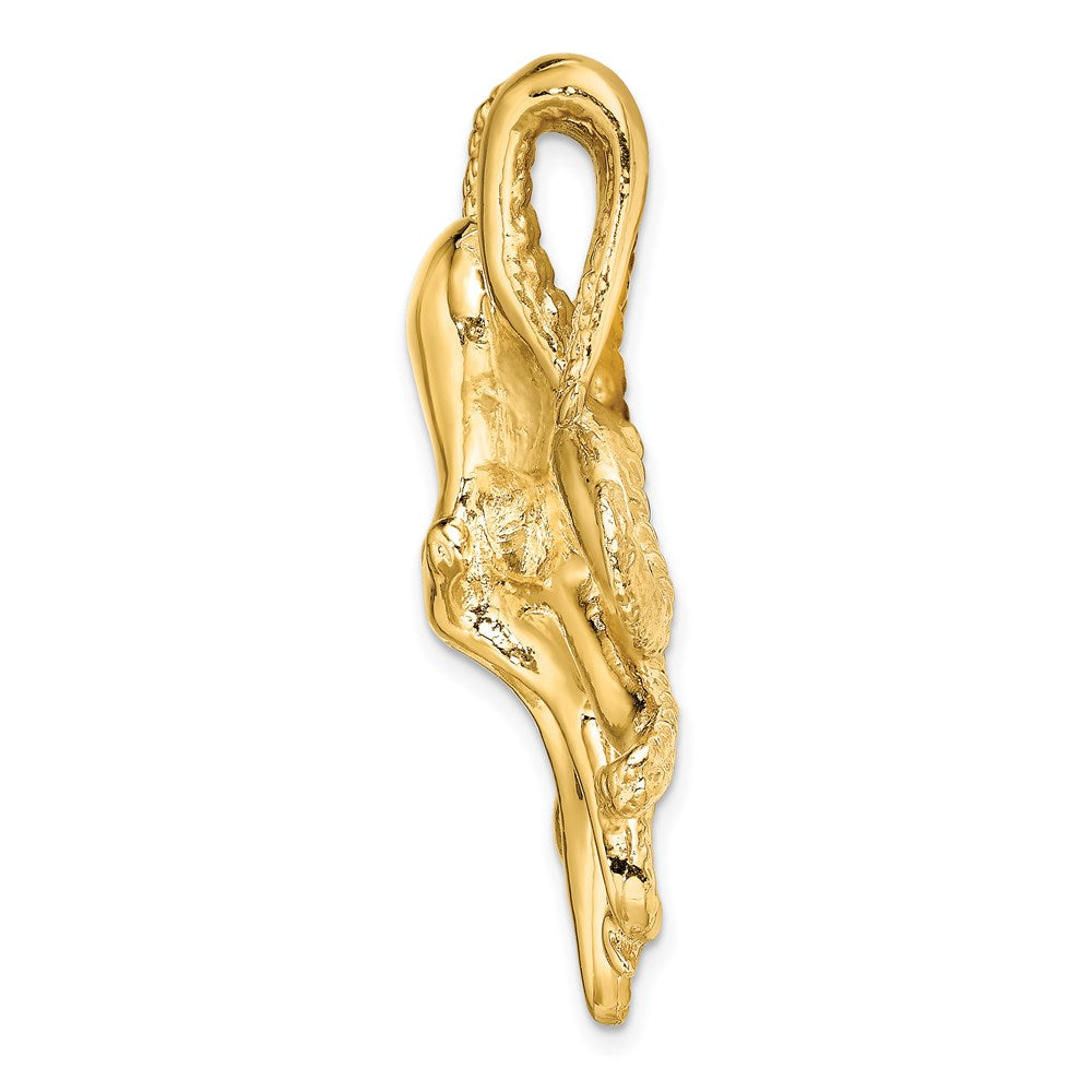 Million Charms 14K Yellow Gold Themed Polished & Textured Underside Octopus Slide