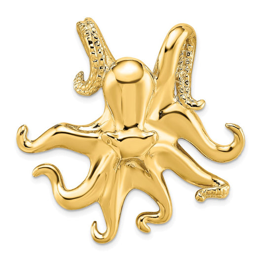 Dije de pulpo de oro amarillo de 14 K con acabado pulido y texturizado de Million Charms