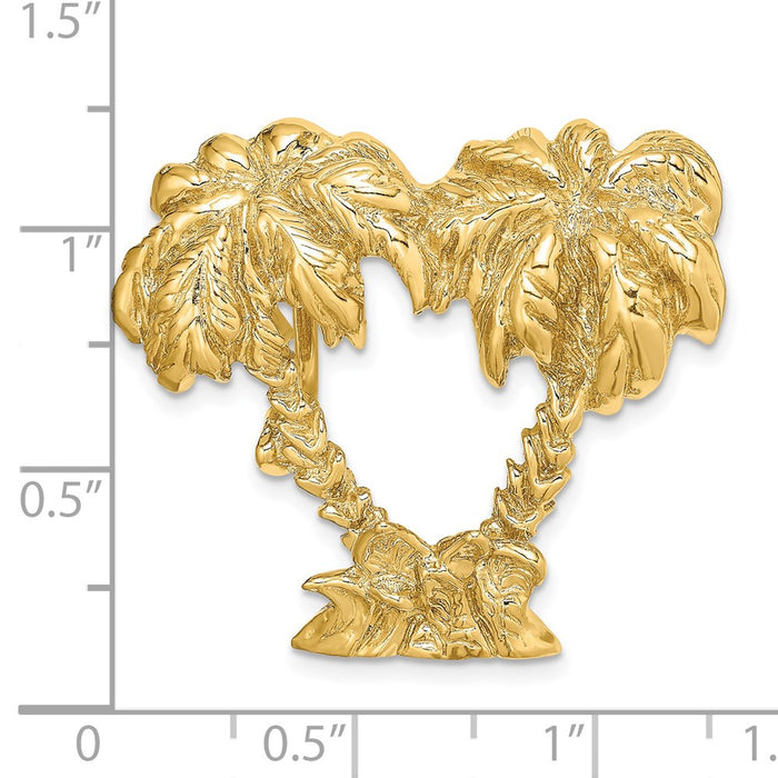 Million Charms 14K Yellow Gold Themed Double Palm Tree Slide