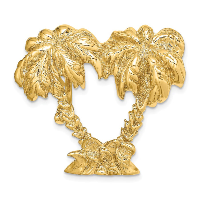Million Charms 14K Yellow Gold Themed Double Palm Tree Slide