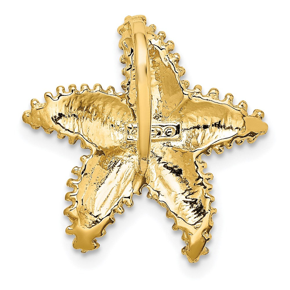 Million Charms 14K Yellow Gold Themed Nautical Starfish With Beaded Textured Slide