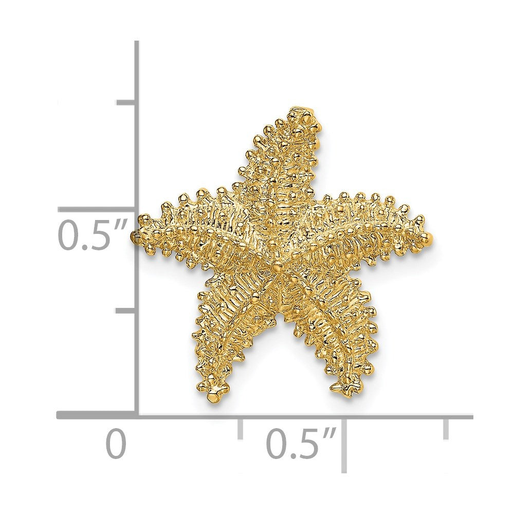 Million Charms 14K Yellow Gold Themed Nautical Starfish With Beaded Textured Slide