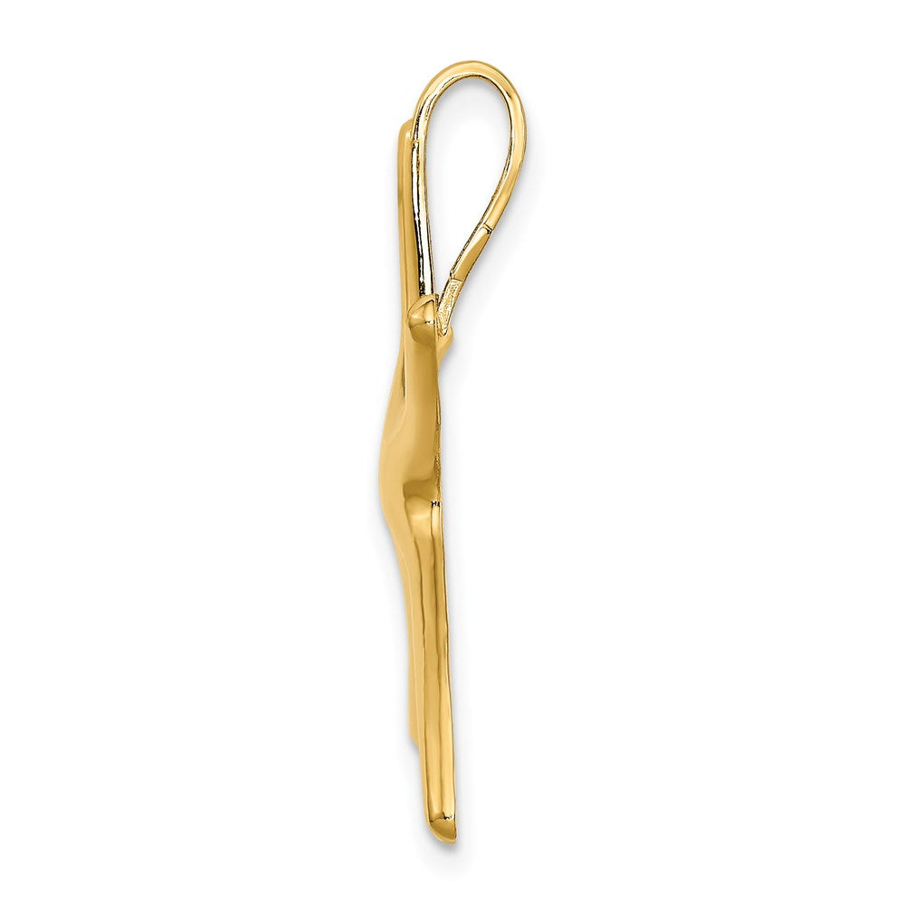 Million Charms 14K Yellow Gold Themed 2-D Polished Nautical Starfish Charm