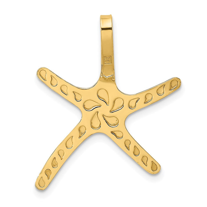 Million Charms 14K Yellow Gold Themed 2-D Polished Nautical Starfish Charm