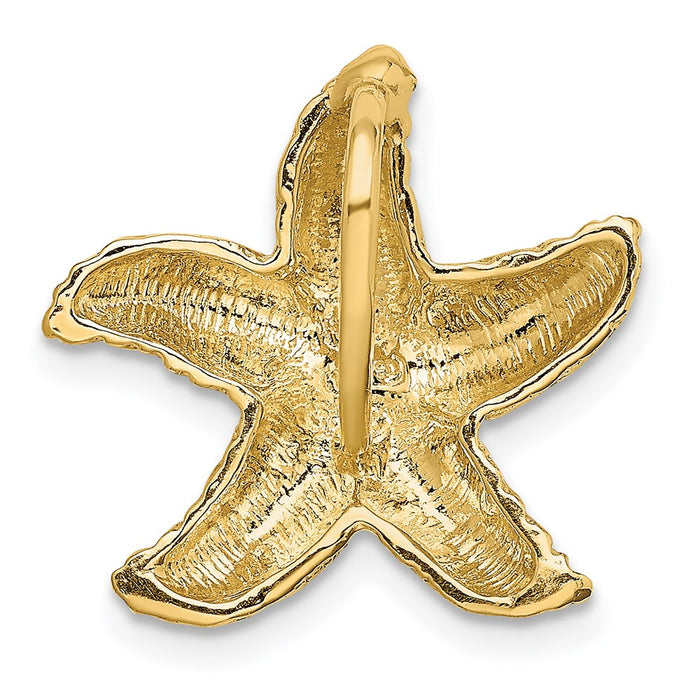 Million Charms 14K Yellow Gold Themed Polished & Textured Nautical Starfish Slide