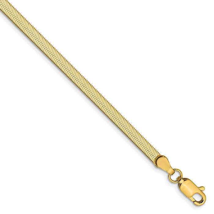 Million Charms 14k Yellow Gold 3.0mm Silky Herringbone Chain, Chain Length: 8 inches