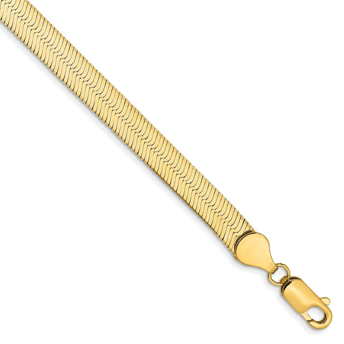 Million Charms 14k Yellow Gold 5.5mm Silky Herringbone Chain, Chain Length: 7 inches