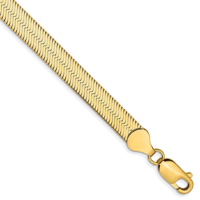 Million Charms 14k Yellow Gold 6.5mm Silky Herringbone Chain, Chain Length: 7 inches