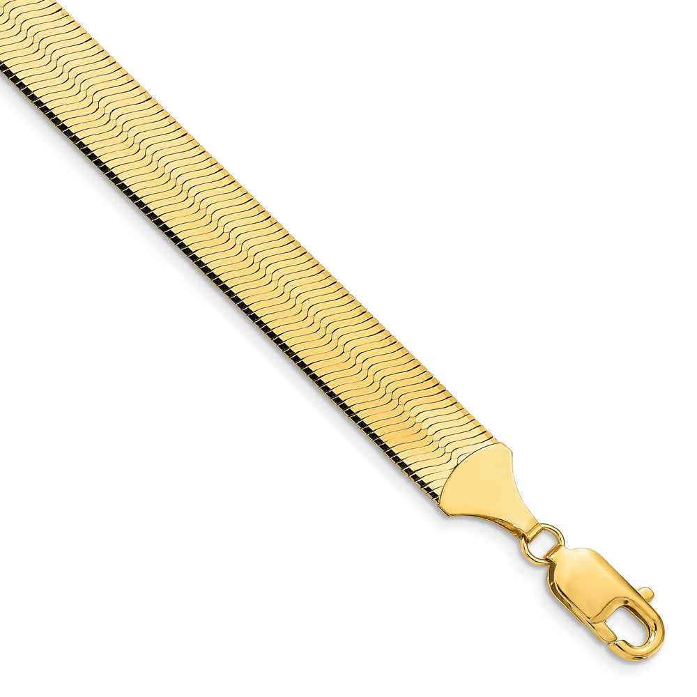 Million Charms 14k Yellow Gold 10MM SILKY HERRINGBONE, Chain Length: 7 inches