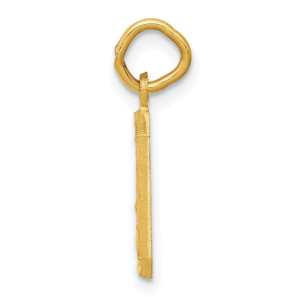 Million Charms 14K Yellow Gold Themed Casted Small Diamond Cut Number 0 Charm