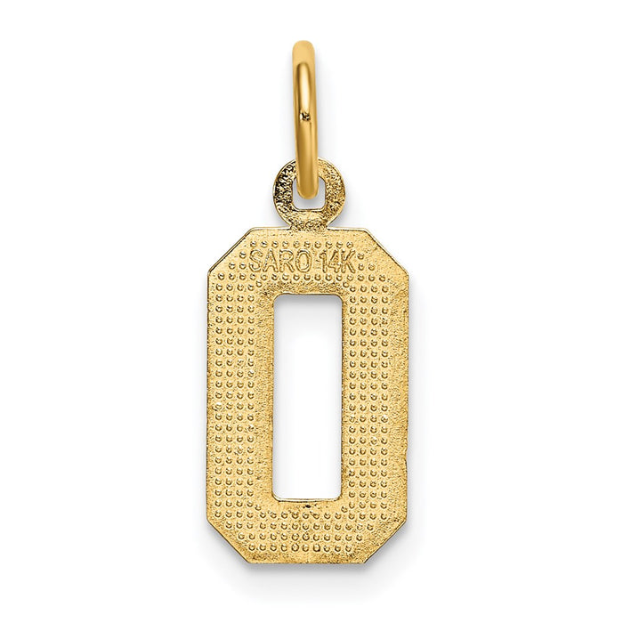 Million Charms 14K Yellow Gold Themed Casted Small Diamond Cut Number 0 Charm