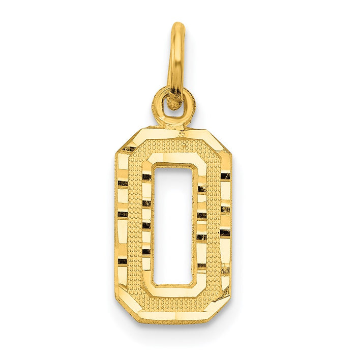 Million Charms 14K Yellow Gold Themed Casted Small Diamond Cut Number 0 Charm