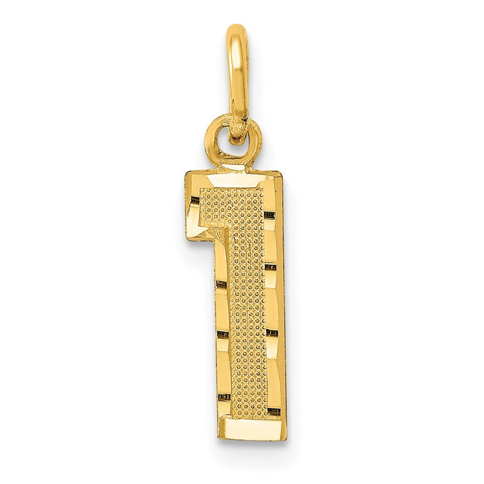 Million Charms 14K Yellow Gold Themed Casted Small Diamond Cut Number 1 Charm