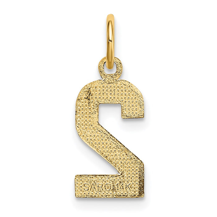 Million Charms 14K Yellow Gold Themed Casted Small Diamond Cut Number 2 Charm