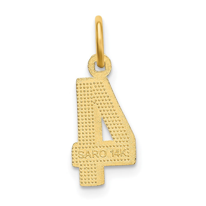 Million Charms 14K Yellow Gold Themed Casted Small Diamond Cut Number 4 Charm