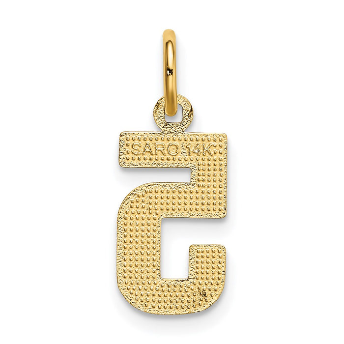 Million Charms 14K Yellow Gold Themed Casted Small Diamond Cut Number 5 Charm