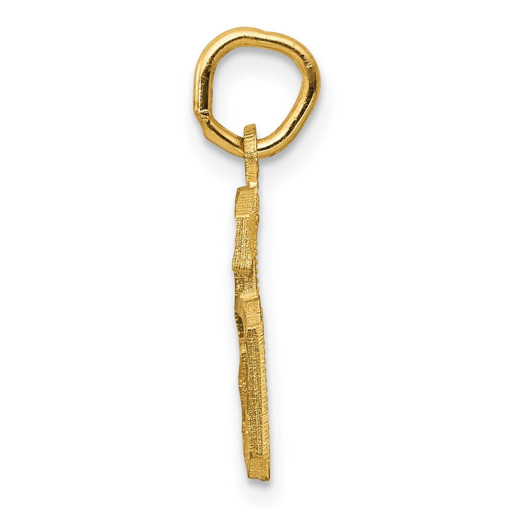 Million Charms 14K Yellow Gold Themed Casted Small Diamond Cut Number 6 Charm