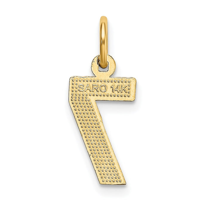 Million Charms 14K Yellow Gold Themed Casted Small Diamond Cut Number 7 Charm