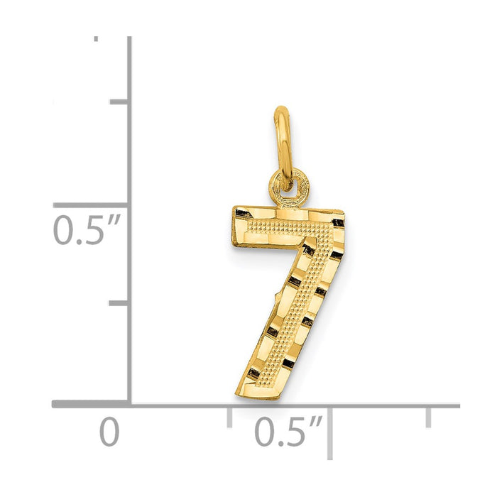 Million Charms 14K Yellow Gold Themed Casted Small Diamond Cut Number 7 Charm