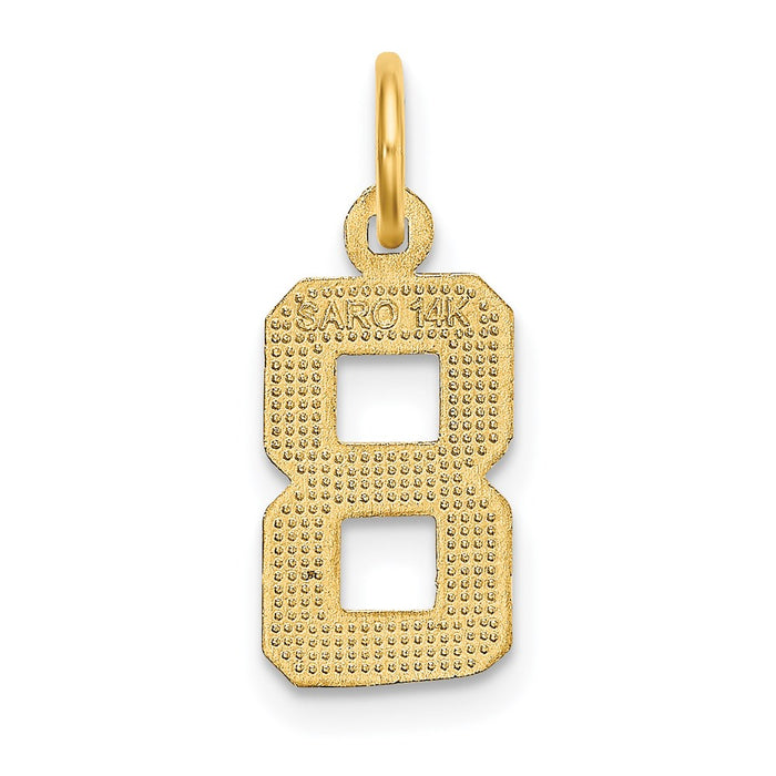 Million Charms 14K Yellow Gold Themed Casted Small Diamond Cut Number 8 Charm