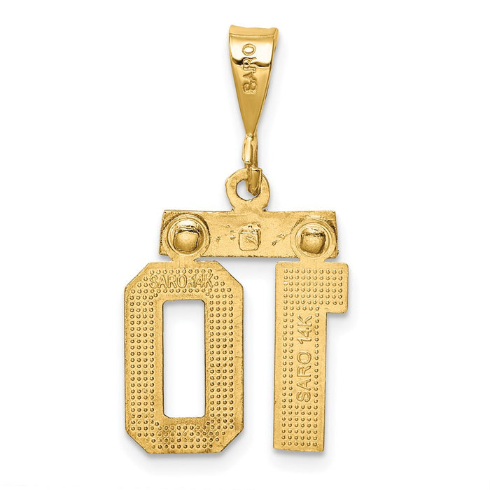 Million Charms 14K Yellow Gold Themed Small Diamond-Cut Number 10 Charm