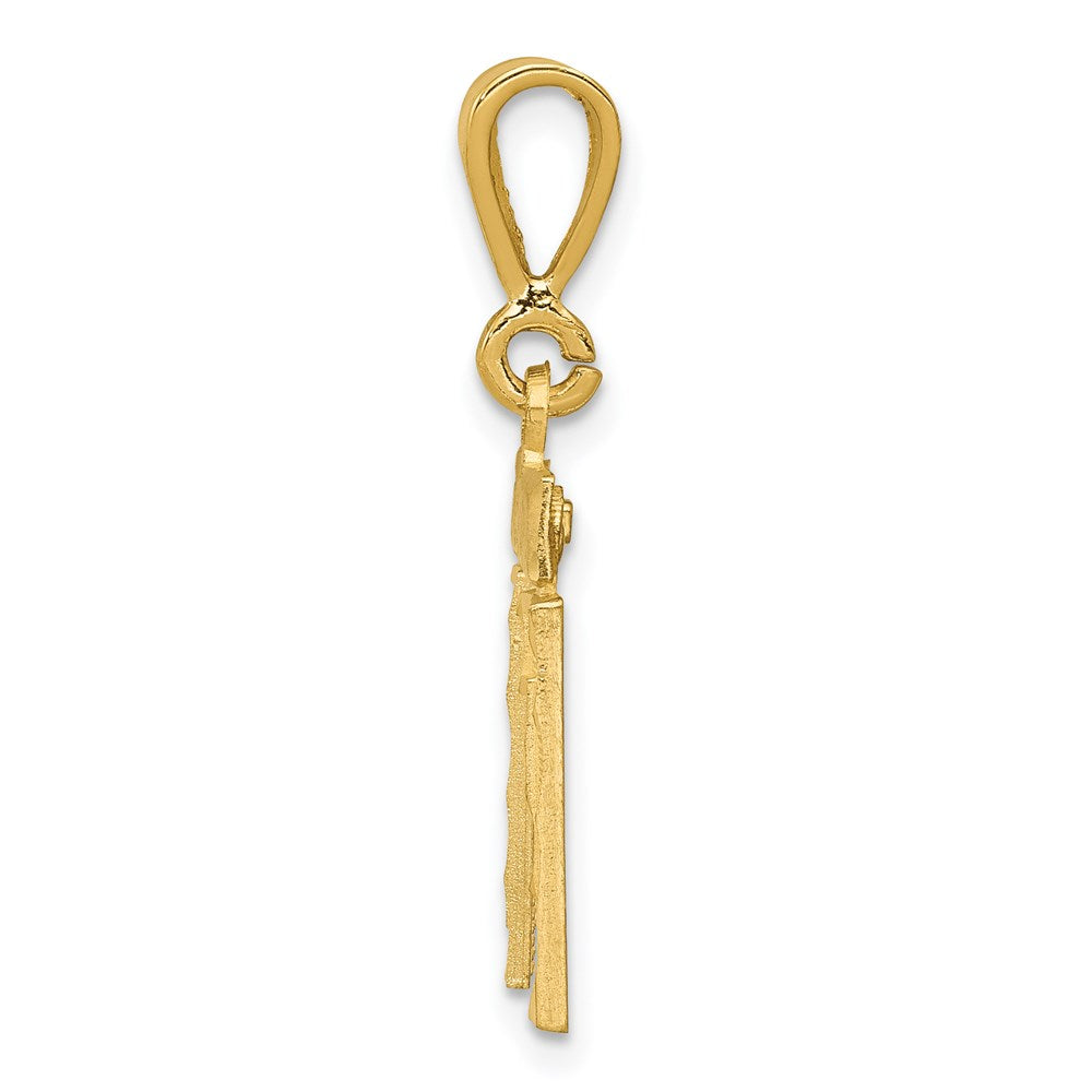 Million Charms 14K Yellow Gold Themed Small Diamond-Cut Number 11 Charm