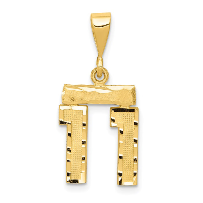 Million Charms 14K Yellow Gold Themed Small Diamond-Cut Number 11 Charm