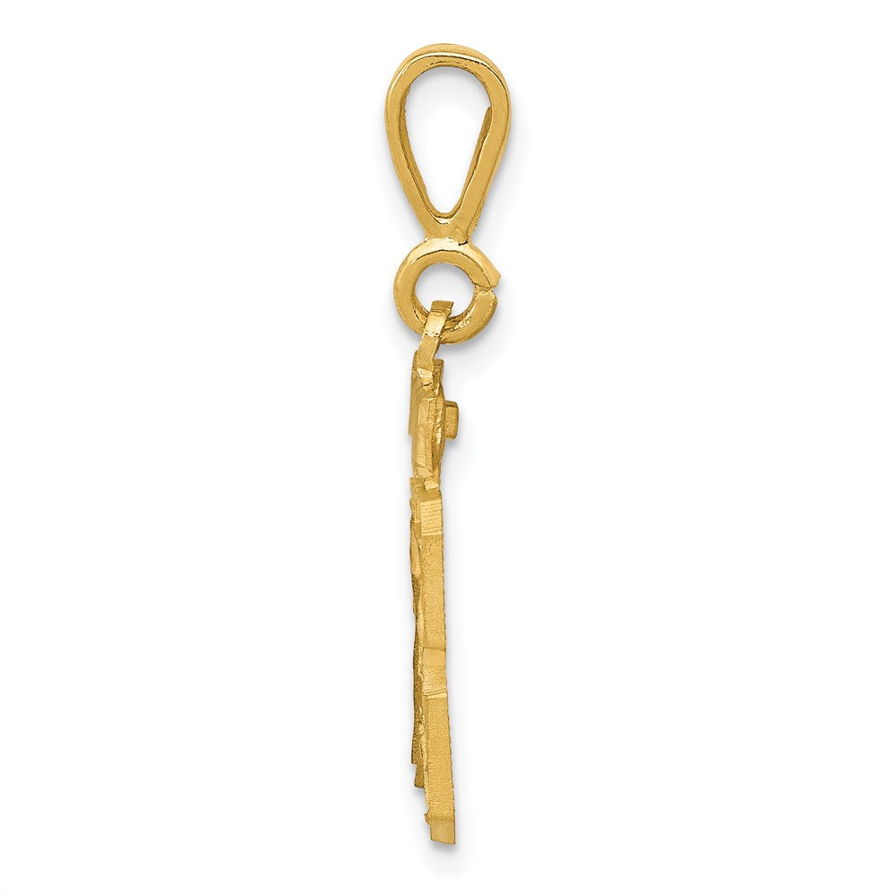Million Charms 14K Yellow Gold Themed Small Diamond-Cut Number 13 Charm