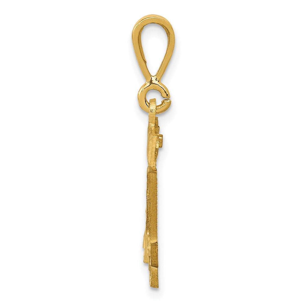 Million Charms 14K Yellow Gold Themed Small Diamond-Cut Number 14 Charm