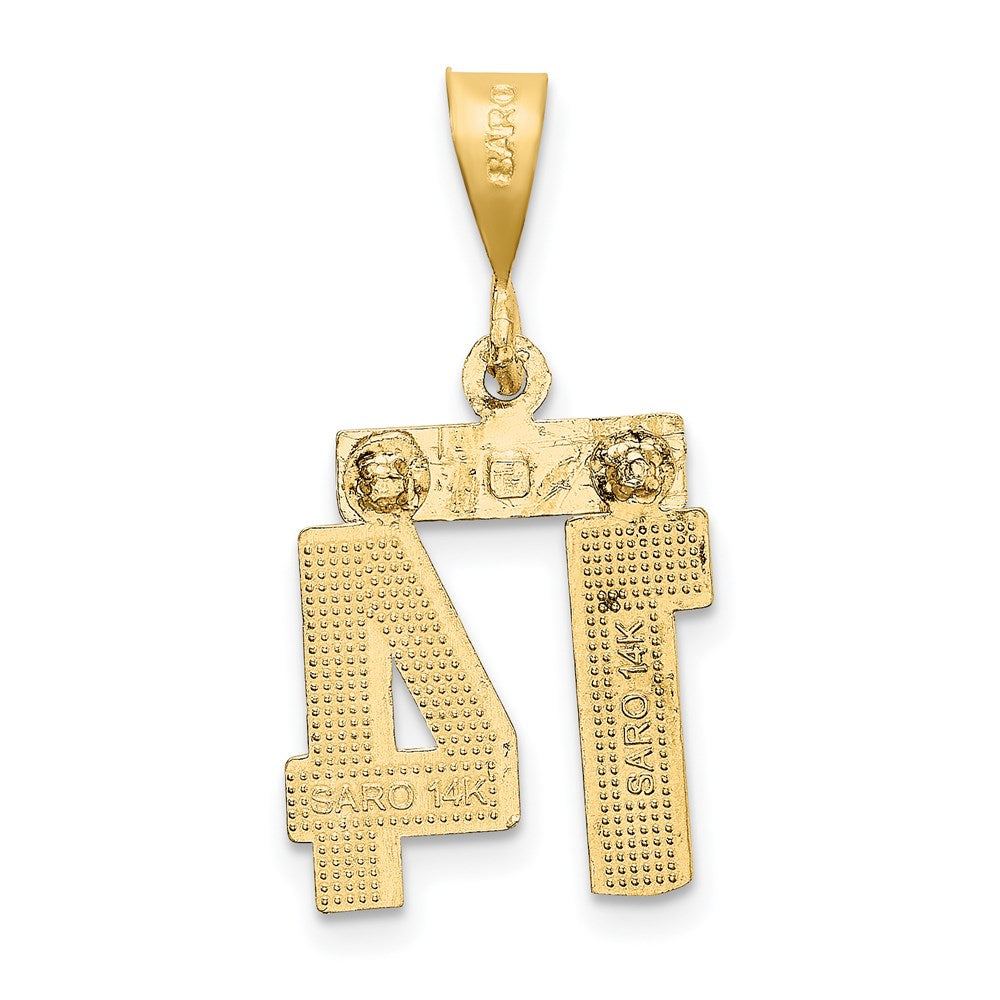 Million Charms 14K Yellow Gold Themed Small Diamond-Cut Number 14 Charm