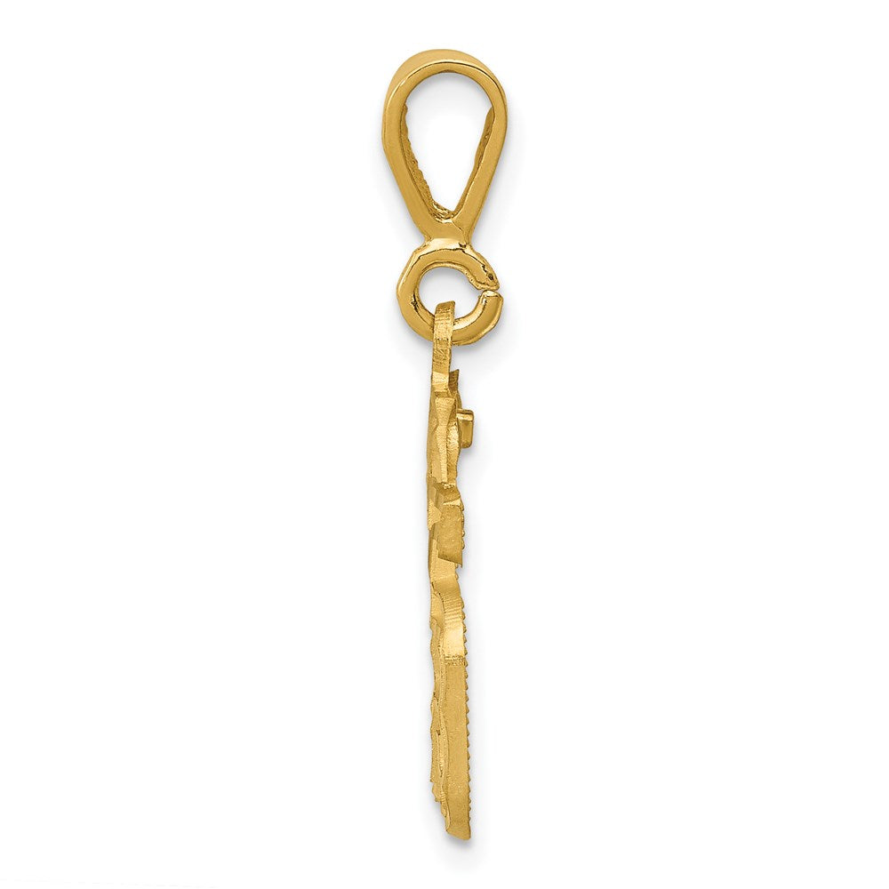 Million Charms 14K Yellow Gold Themed Small Diamond-Cut Number 15 Charm