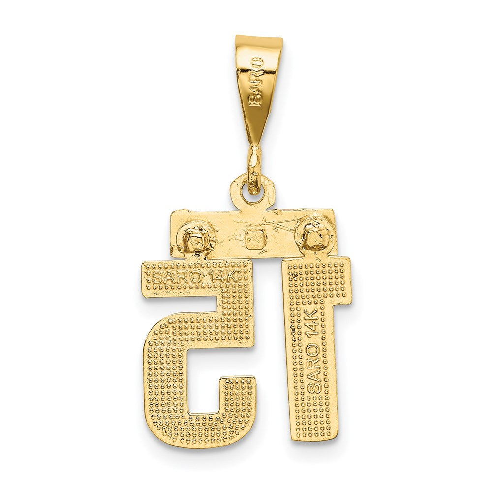 Million Charms 14K Yellow Gold Themed Small Diamond-Cut Number 15 Charm
