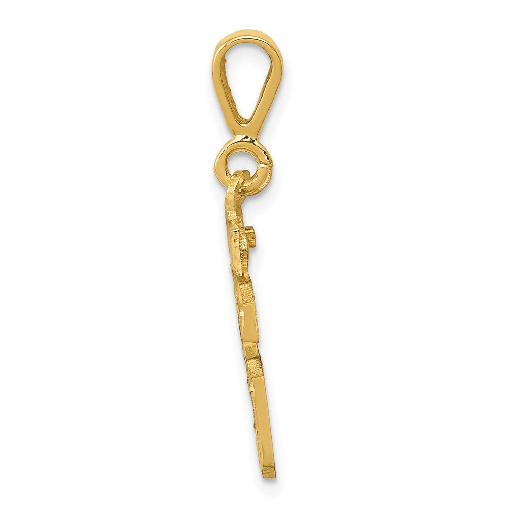 Million Charms 14K Yellow Gold Themed Small Diamond-Cut Number 16 Charm
