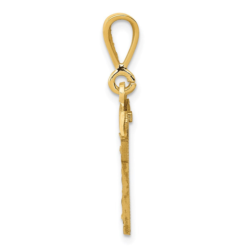 Million Charms 14K Yellow Gold Themed Small Diamond-Cut Number 17 Charm