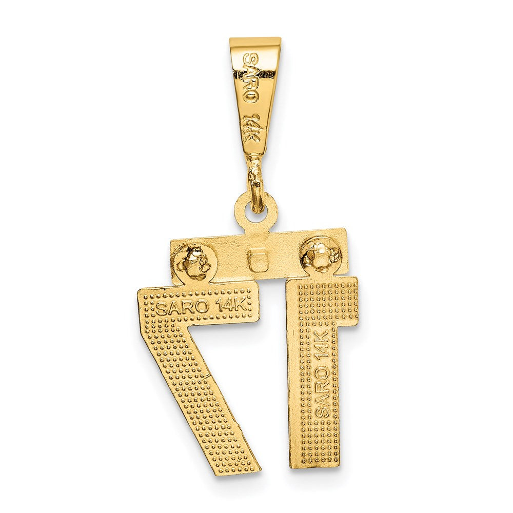 Million Charms 14K Yellow Gold Themed Small Diamond-Cut Number 17 Charm
