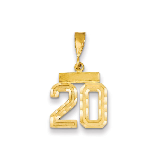 Million Charms 14K Yellow Gold Themed Small Diamond-Cut Number 20 Charm
