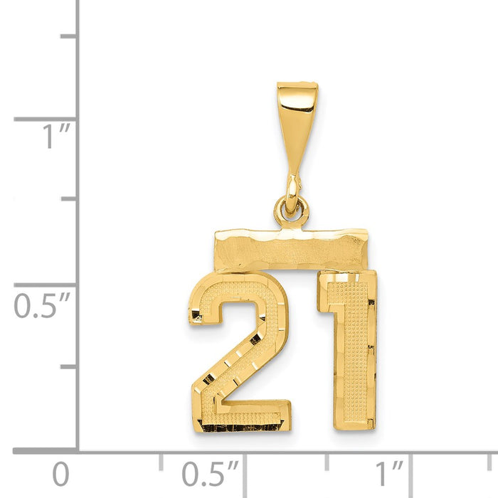 Million Charms 14K Yellow Gold Themed Small Diamond-Cut Number 21 Charm