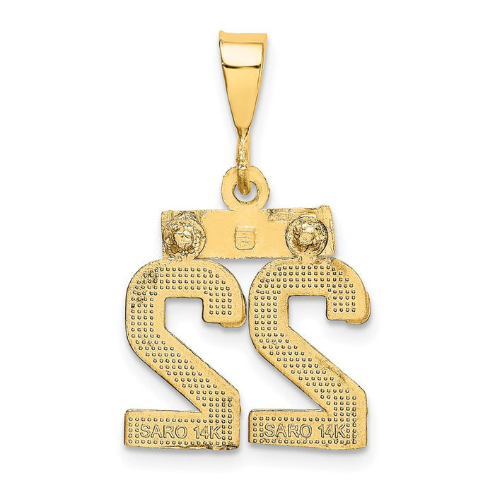 Million Charms 14K Yellow Gold Themed Small Diamond-Cut Number 22 Charm