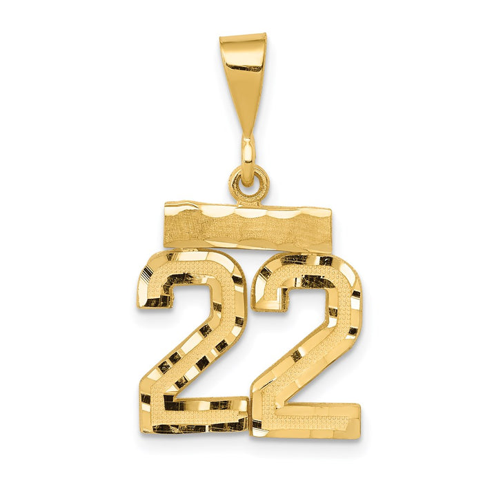 Million Charms 14K Yellow Gold Themed Small Diamond-Cut Number 22 Charm