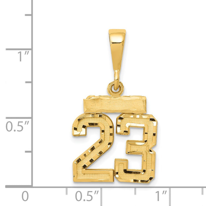 Million Charms 14K Yellow Gold Themed Small Diamond-Cut Number 23 Charm
