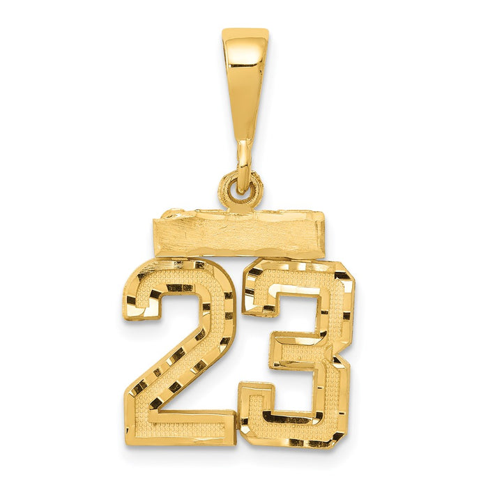 Million Charms 14K Yellow Gold Themed Small Diamond-Cut Number 23 Charm