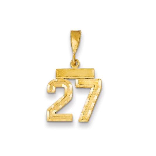 Million Charms 14K Yellow Gold Themed Small Diamond-Cut Number 27 Charm