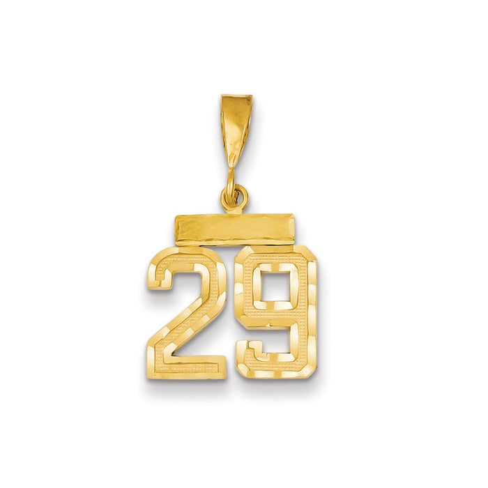 Million Charms 14K Yellow Gold Themed Small Diamond-Cut Number 29 Charm
