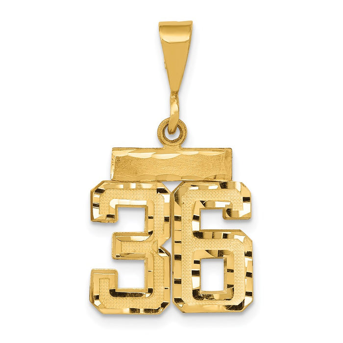 Million Charms 14K Yellow Gold Themed Small Diamond-Cut Number 36 Charm