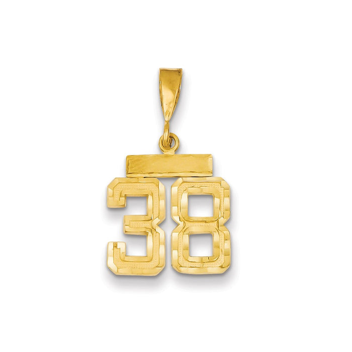 Million Charms 14K Yellow Gold Themed Small Diamond-Cut Number 38 Charm
