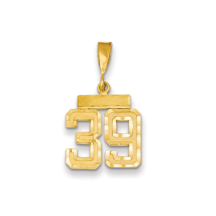 Million Charms 14K Yellow Gold Themed Small Diamond-Cut Number 39 Charm