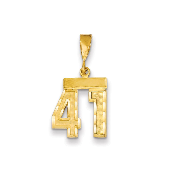 Million Charms 14K Yellow Gold Themed Small Diamond-Cut Number 41 Charm