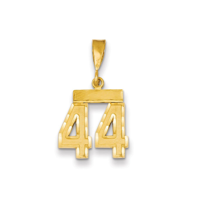 Million Charms 14K Yellow Gold Themed Small Diamond-Cut Number 44 Charm